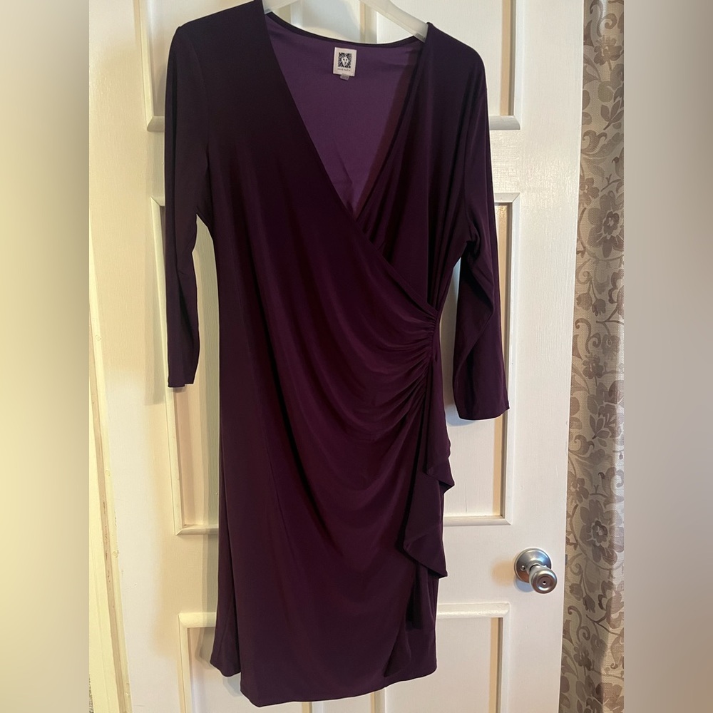 Anne Klein Midi Cocktail Dress in Eggplant